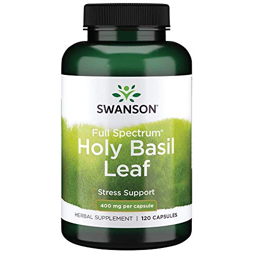 Swanson Holy Basil Leaf (Tulsi) Stress Relief Supplement 400 mg 120 Capsules - Supports Healthy Response to Stress