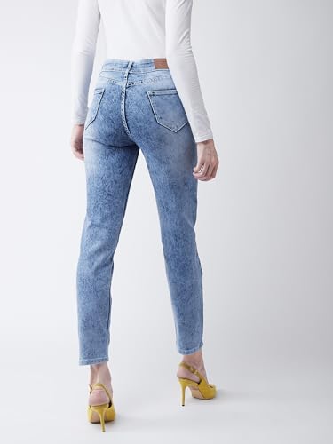 Image of Miss Chase Women's Light Blue Slim Fit High Rise Regular Length Claen Look Denim Stretchable Jeans