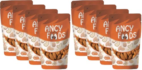 Image of Ancy Almonds 1000 Grams (250 Grams X 4) - Raw, Whole And Delicious |Crunchy Texture without Sugar and Salt | Ideal for Snacking, Baking, Smoothies & Meal also for Healthy Lifestyle (Pack of 2)
