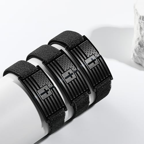 Zocomi American Flag Cross Bible Verse Bracelet for Men Boys, Black Elastic Stretch Strap Adjustable Bracelets Christian Jewelry Gifts4