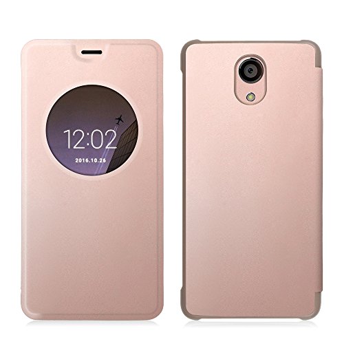 Fintie BLU LIFE ONE X2 Case - [Quick View Window] Premium PU Leather [Slim Flip] Protective Case Cover for BLU LIFE ONE X2 - 4G LTE Unlocked Smartphone, Rose Gold