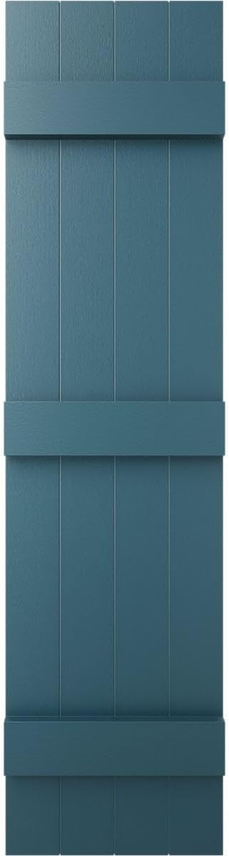 14"W x 59"H EverColor Joined Board-n-Batten Exterior Viny Shutters, w/Installation Shutter-Lok's & Matching Screws (Per Pair), Midnight Blue