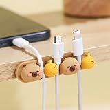 Portable Capybara Cable Organizer Punch-Free Silicone Data Cable Fixed Cable Winder Cartoon Charging Cable Storage