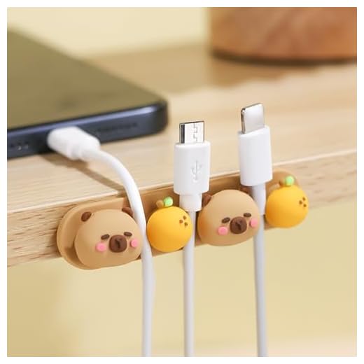 Portable Capybara Cable Organizer Punch-Free Silicone Data Cable Fixed Cable Winder Cartoon Charging Cable Storage