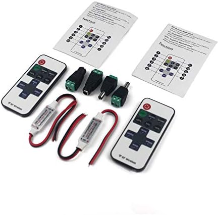 2pcs DC 5V-24V 12A LED Strip Controller RF Wireless Remote Control (with Pairing Function) LED Tape Light Dimmer Receiver for 2 pin SMD 5050 3528 2835 5630 LED Strip