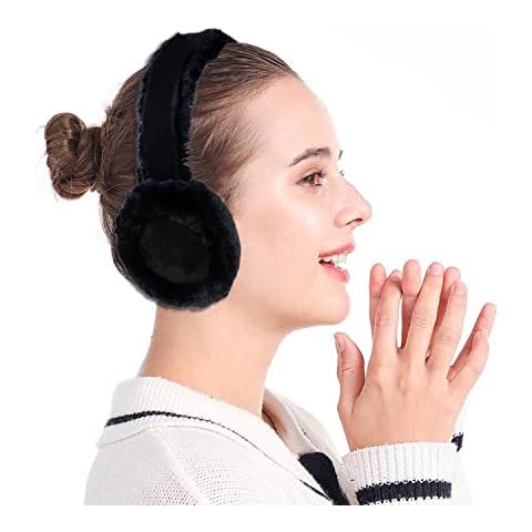 Max Winter Ohrenschützer für Damen und Herren Schwarz Schaffell Wolle Ohrenschützer Außenbereich Flauschige Ohrenwärmer Cover