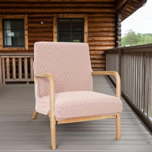 Highdi Fundas para Silla de Brazo de Madera, Funda Elástica para Sillón Salón, de Jacquard a Cuadros, con Cremallera, Protectora de Sillón Individual para Sala de Estar Dormitorio (Rosa)
