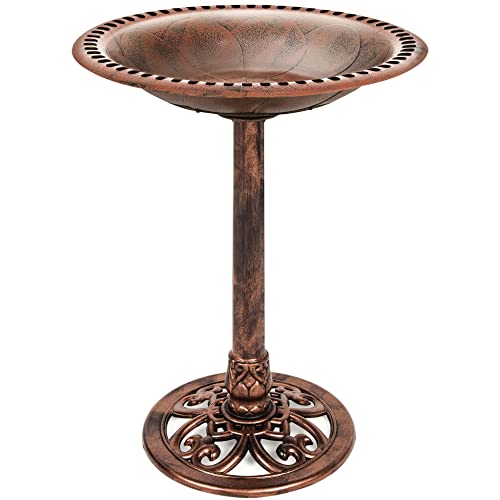 Best Choice Products 28in Pedestal Bird Bath, Vintage Outdoor Resin Accent...