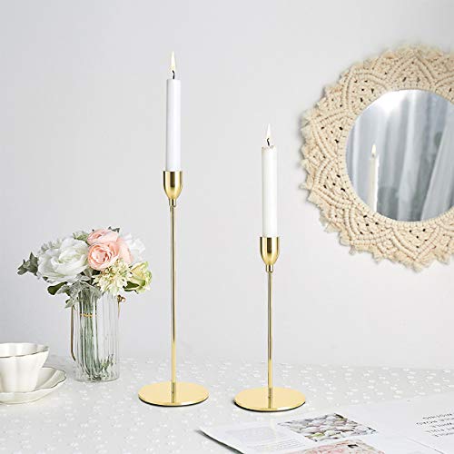 image for Urban Deco Taper Candle Holders Gold Table Decorative Candlestick Hold