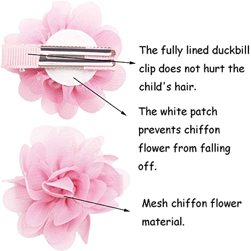 Ded 40Pcs 2 Inch Chiffon Flower Hair Bows Clips Flower Tiny Hair Clips Fine Hair For Girls Infants Toddlers Set Of 20 Pairs thumb #2