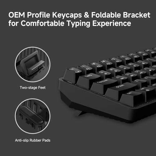 Image of TMKB 60% Mechanical Gaming Keyboard, Red Linear Switch, LED Backlight, Anti-Ghosting, Detachable USB-C, Double-Shot Keycaps, 61 Keys, Wired, Black