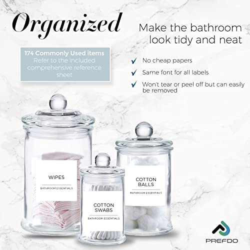 174 Bathroom Organization Labels, Prefdo White Minimalist Water/Oil Resistant, Self Adhesive Home Organizing Stickers for Laundry Room,Linen Closet,Bathroom,Cleaning Supplies - Image 3