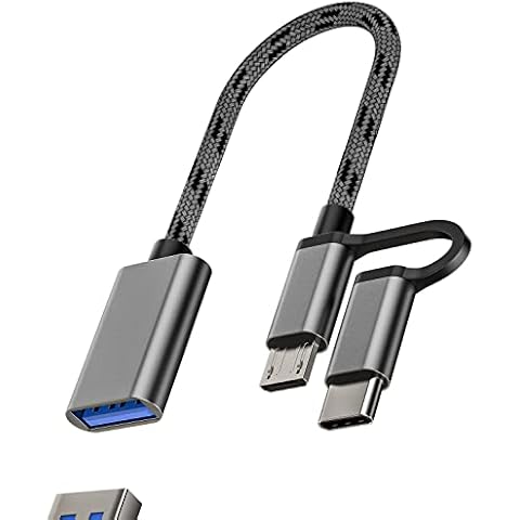 USB Female to Micro+USB-C Male Adapter OTG Cable Converter Accessories Android Type C Thunderbolt Adaptador Mouse Camera Card Reader Keyboard Flash Drive Port for Samsung LG Google Pixel MacBook Pro Cover