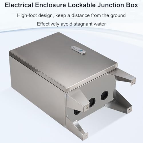 Stainless Steel Outdoor Electrical Enclosure Box, Waterproof High-Foot Junction Box, Secure Metal Lock Box for Electric Vehicle Charging, Durable Weatherproof Protection