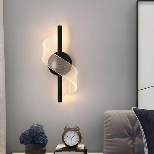 Image of One94Store Cross Border Minimalist Modern LED Wall Lamp (Black) | Nordic Style Creative Bedside Light | Ultra Bright,3 Color Modes for Bedroom, Living Room & Aisle Background Wall Fixture