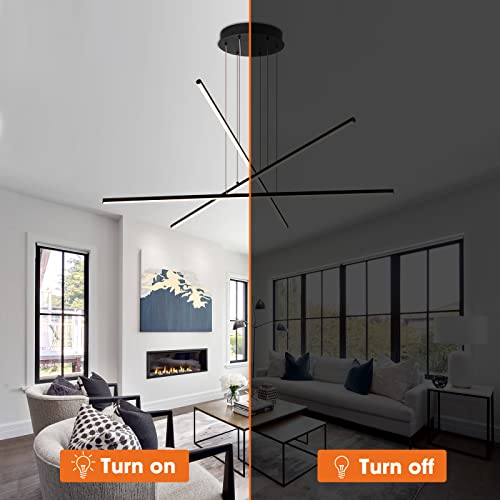 Royal Pearl PL17-310Z-R-50W-BK Modern Led Chandelier Black Linear 3-Light Chandeliers Contemporary Led Pendant Light Fixture Dimmable For Dining Room Foyer Office Color Changeable thumb #5