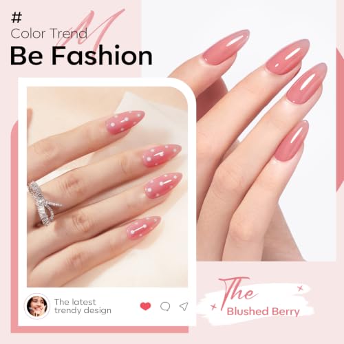Image of modelones Builder Nail Gel, Nude Blush Berry Builder 8-in-One, Red Nude | Thickening Apex Building Strengthener Short Extension Rubber Color Base Gel Polish for Home DIY Salon GirlsLED Lamp Cured