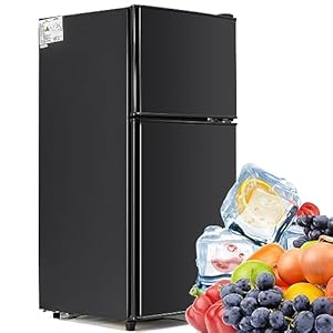 Koelkast,met vriesvak Koelkast Klein,60L totale capaciteit.met 2 planken & 1 laden,86.8×45.5cm,172kWh/jaar,LED-licht,stille koelkast met vriesvak 35db