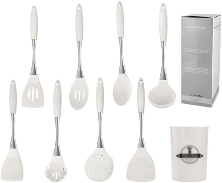 Silicone Kitchenware Set Cooking Spatula Spoons Non Stick Pan Special Stainless Steel Handle