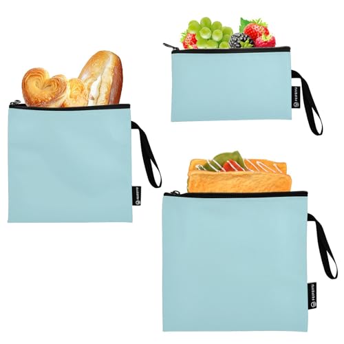 Bolsas reutilizables para snacks en pack de 3 color azul polvo miniatura 2