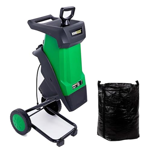 Trituradora de madera eléctrica de 2400 W, diámetro de corte de 40 mm, trituradora con bolsa de recogida de 50 L, trituradora eficiente para residuos de patio, ramas y hojas