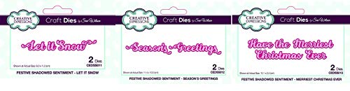 Sue Wilson Craft Dies Mini Shadowed Sentiments Seasons Greetings 012 Have The Merriest Christmas Ever 013 Let it Snow 01