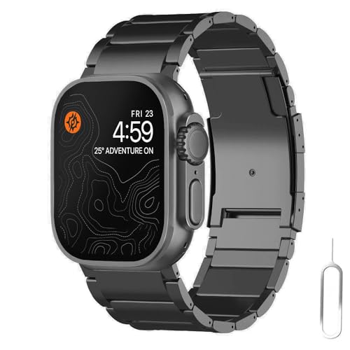 synsing コンパチブル for Apple watch バンド チタニウム チタン製互?ベルト series Ultra3/Ultra2/Ultra/10/9/8/7/6/5/4/3/2/1対応 38mm 40mm 41mm 42mm 44mm 45