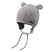 Bamery Baby Crochet Hat Infant Cute Bear Ear Beanie Toddler Boys Girls Earflap Hats for Fall Winter Warm Cap (Bear Gray, 0-6M)