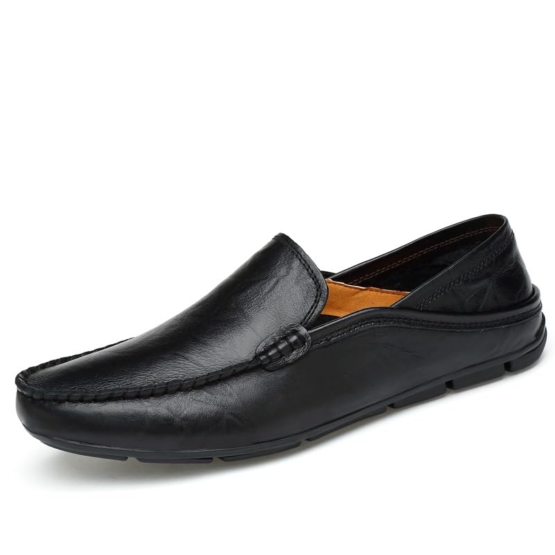 Mens Loafers Shoe Round Toe Leather Perforated Moccasins Loafer Shoes Slip Resistant Lightweight Flat Heel Prom Slip-on2