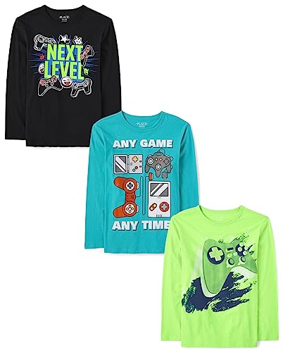 Image of The Children's Place Boys Gamer Long Sleeve Graphic T-Shirts,multipacks