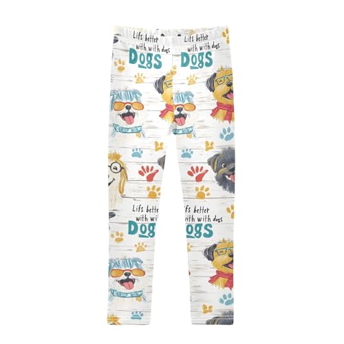 ALAZA Girls' Leggings Children's Yoga Pants Skinny Printed Dance Cartoon Dog Funny Comfortable 4T