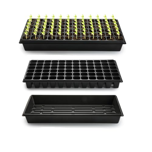 RooTrimmer 10 Pack 1020 Trays No Holes and 10 Pack 72 Cell Seed Starter Tray 20 x 10 - Heavy Duty Reusable Plastic Seed Starter Kit for Microgreens Seed Germination & Plant Propagation (10 Sets)