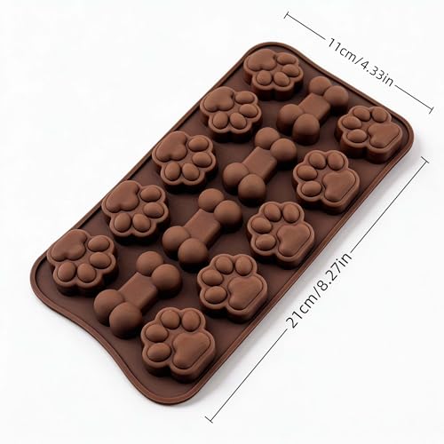 Molde de silicona para hielo con 14 cavidades en forma de huella y hueso miniatura 2