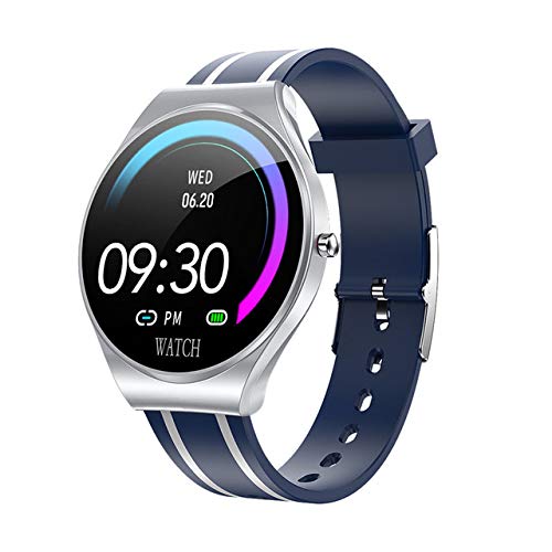 1.22 Vollbild-Smart-Sport-Uhr-Puls-Blut-Sauerstoff-Druckmessgerät Uhren-Armband für IOS Android Smartwatches,Blue