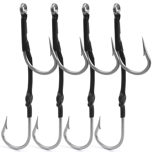 Double Hooks Rig for Trolling Chunking,4pcs Saltwater Trolling Hooks...