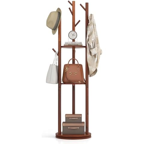 CASART Rotating Coat Rack with Shelves and Hooks Cover