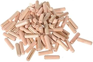 Uotyle 10mm Round Wooden Dowel Pins Wood Fluted and Beveled Furniture Fitting Rods Tool200 Pcs