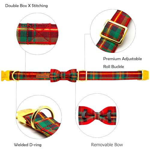 Lionheart glory Weihnachten kariert Hundehalsband, Hundeschleife Halsband Adjustable Comfortable Bowtie Halsbänder für kleine Hunde Mädchen oder Jungen Fall Kragen Hund Schleife