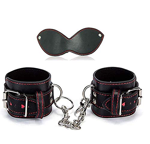 Bnmgh Patrón de Amor en Cuero Negro Mànèttè mòrbìdè en Cuero ecológico, Ajustable + Antifaz de la Misma Serie Cover