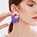 Aksod Large Flower Earrings Studs Dangle Purple Enamel Statement Earrings Big Exaggerated Floral Earrings Jewelry for Women (Purple)