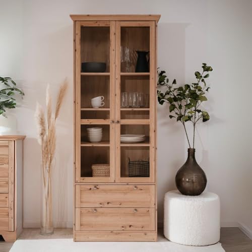 Vetrine Vetrina con 2 ante e 2 cassetti colore rovere anticato 80x200H cm - Tiberio