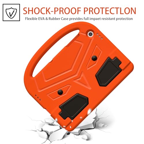 Funda Kindle Fire HD 10 para niños antigolpes de EVA con asa naranja 3