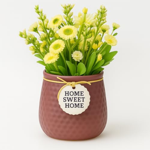 Image of Yo Green Ceramic Plant Pot for Indoor & Outdoor, Modern Planter for Home & Office Decor, Durable, Stylish Finish, Ideal for Tabletop, Shelf, Balcony, Great Gift Idea (Dark Mauve, 3 Inches)