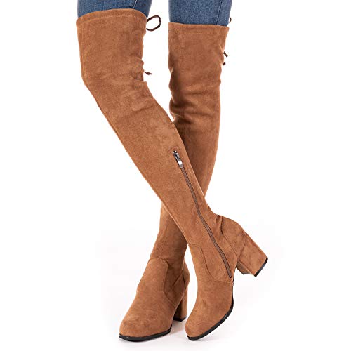 Women's Over-the-Knee Boots – Low Heel Suede Thigh High Boots For Winter, Chunky Heel Comfort - View #8