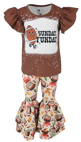 Image of Unique Baby 2 Piece Girls Double Bell Bottom Leggings Outfit with Short Sleeved Shirt Kid and Toddler Clothes Set