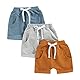 Himllauen Baby Jungen Shorts 3er-Pack Sommer Einfarbig Shorts 0-3 Jahre Kinder Kurze Hosen (Blau Braun Grau, 18-24 Months)