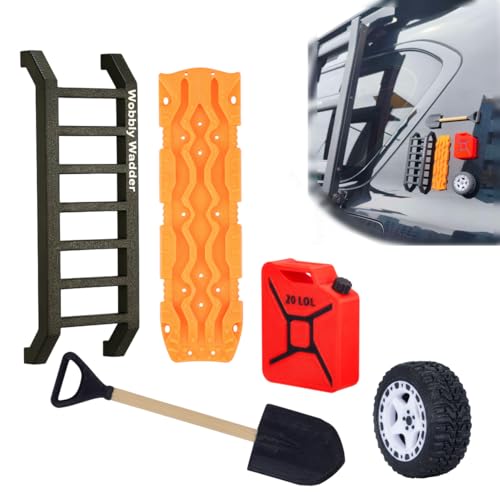 Mini Off-Roading Essential Gear Bumper Magnets Wobbly Wadder Magnetic Little Ladder 5-in-1 Kit for Offroad Fans Funny SUV Truck Emblems Sticker(Orange-Trac Board Set)