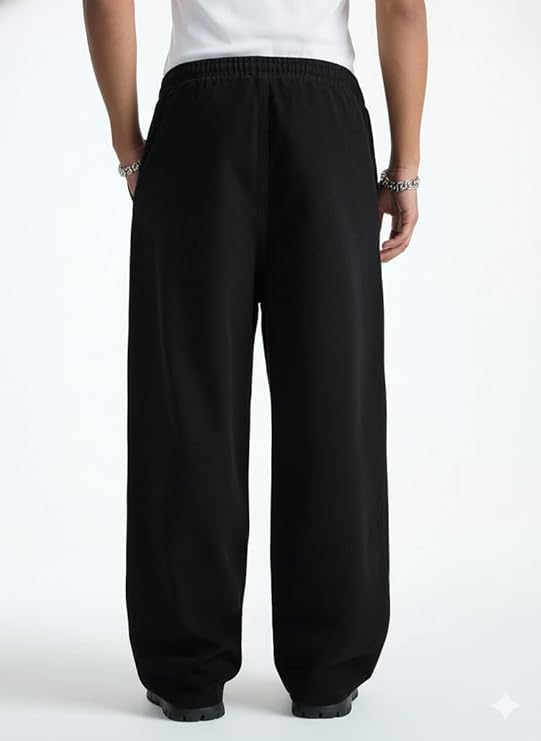 Image of Straight Wide fit Long Length Open Bottom Jogger for Men /Trending Multi Pocket Style, Relaxed Casual Pants for Men