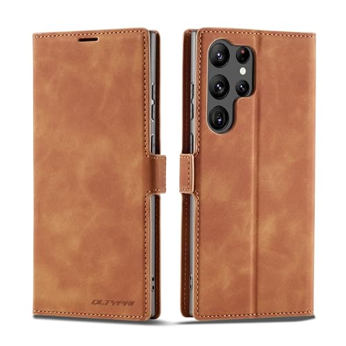 Étui Samsung Galaxy S25 Ultra QLTYPRI Marron - Housse Portefeuille en Cuir PU