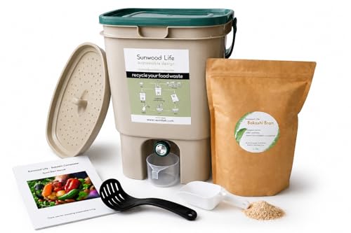 Indoor Bokashi Composter Starter Kit with Bokashi Bran